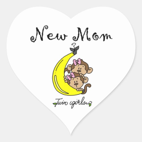 Twin Girls New Mom Gifts Heart Sticker