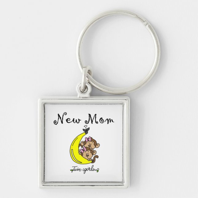 Twin Girls New Mom Gifts Keychain (Front)