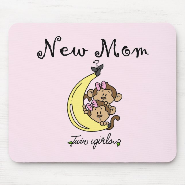 Twin Girls New Mom T-shirts and Gifts Mouse Pad (Front)