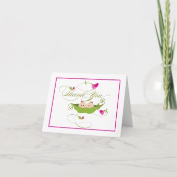 Twin Girls Pea In A Pod  |  Thank You Card by OrangeOstrichDesigns at Zazzle