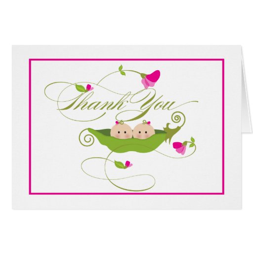 Twin Girls Pea in a Pod | Thank You Card | Zazzle