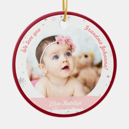 Twin Girls Photo Grandma Cute First Christmas Baby Ceramic Ornament