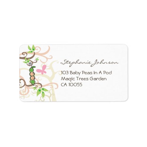 Twin Girls Pink Peas In A Pod Baby Address Labels