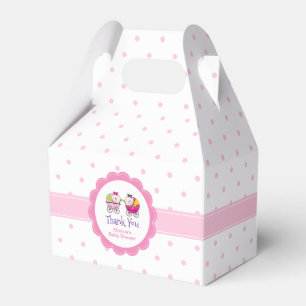 Twin Girls Pink Polka Dots Baby Shower Favor Box