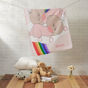 Twin Girls Rainbow Design Baby Blanket