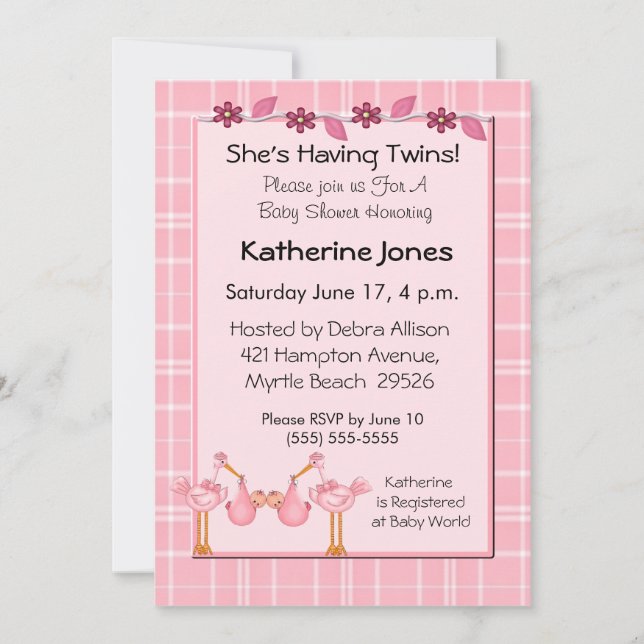 Twin Girls Shower Invitation (Front)