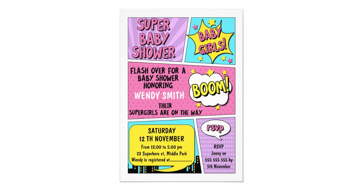Twin S Superhero Baby Shower Invitation Zazzle Twin S Superhero Baby Shower
