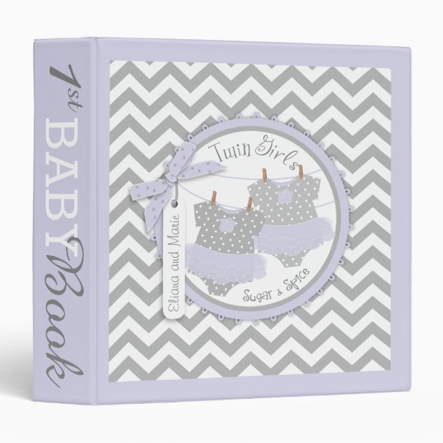 Twin Girls Tutus Memory Book Album Binder (Front/Spine)