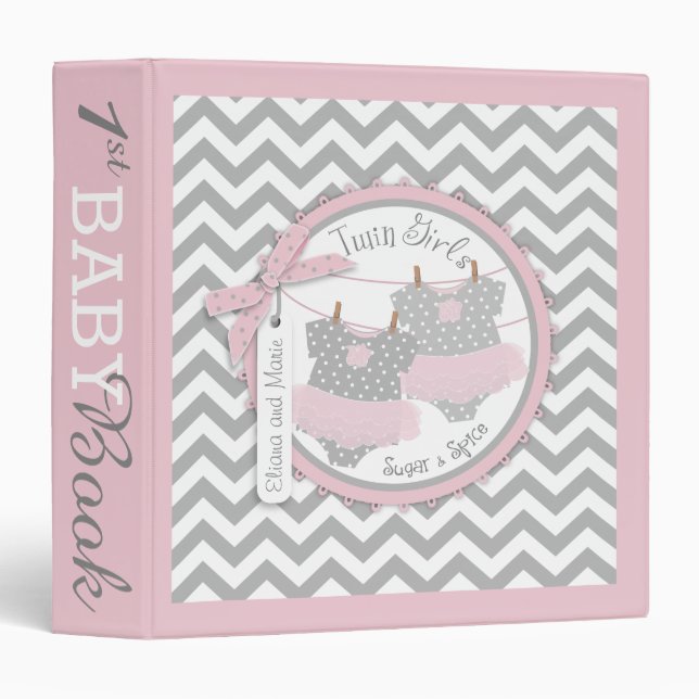 Twin Girls Tutus Memory Book Album Binder (Front/Spine)