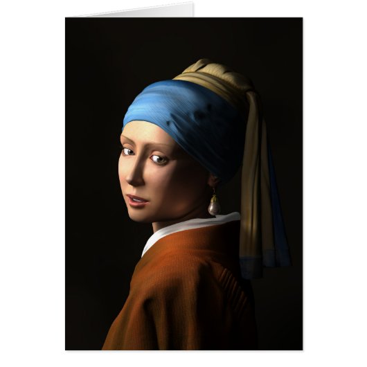 TWIN GIRLS WITH A PEARL EARRING 3D Computer ART C Cards (Front)