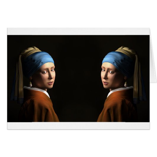 TWIN GIRLS WITH A PEARL EARRING CARDS (Front Horizontal)