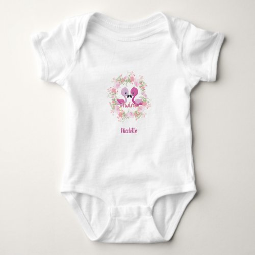 Twin Girls with Name Baby Bodysuit