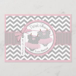 Twin Girsl Tutus Chevron Print Thank You