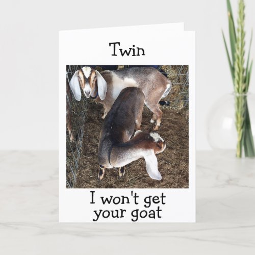 TWIN GOATS ARE MAKING TWIN FUN HAPPY BIRTHDAY CARD