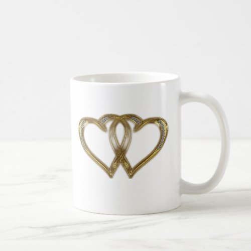 Twin Gold Hearts Valentines Day Mug