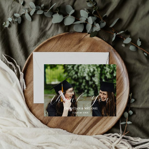 Twin Graduate Photo Graduation Thank You Card