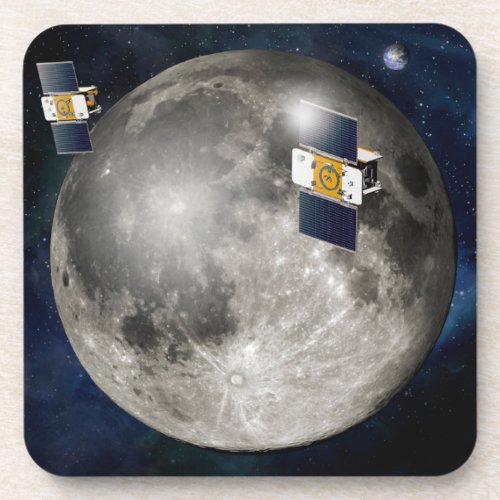 Twin Grail Spacecraft Orbiting The Moon Beverage Coaster