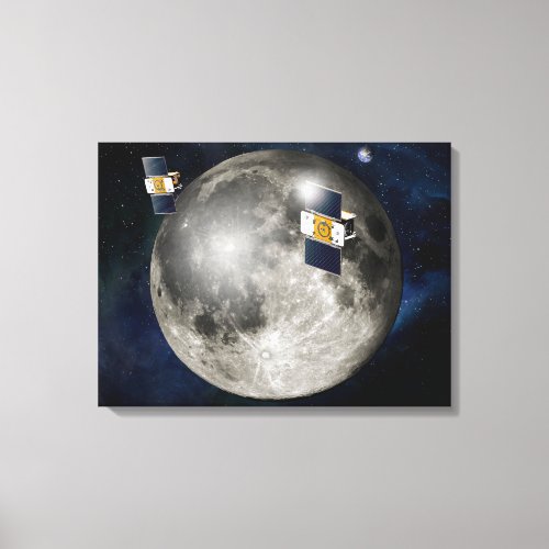 Twin Grail Spacecraft Orbiting The Moon Canvas Print