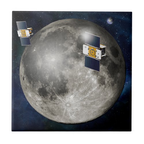 Twin Grail Spacecraft Orbiting The Moon Ceramic Tile