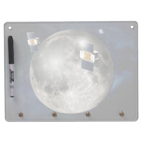 Twin Grail Spacecraft Orbiting The Moon Dry Erase Board With Keychain Holder
