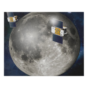 Twin Grail Spacecraft Orbiting The Moon. Faux Canvas Print