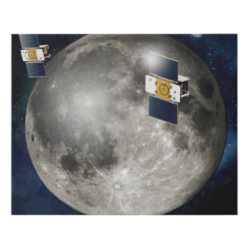 Twin Grail Spacecraft Orbiting The Moon Faux Canvas Print