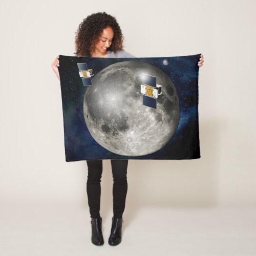 Twin Grail Spacecraft Orbiting The Moon Fleece Blanket