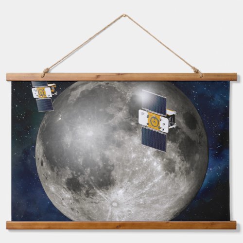Twin Grail Spacecraft Orbiting The Moon Hanging Tapestry