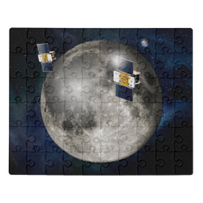 Twin Grail Spacecraft Orbiting The Moon. Jigsaw Puzzle
