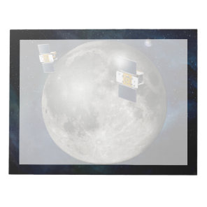 Twin Grail Spacecraft Orbiting The Moon. Notepad