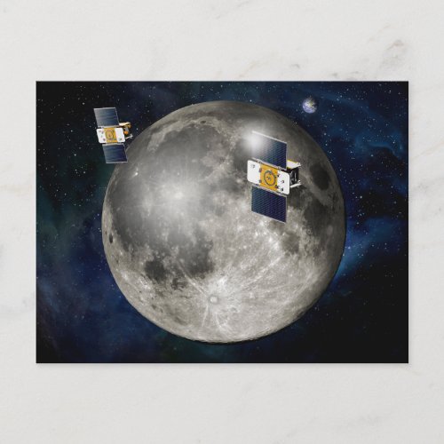 Twin Grail Spacecraft Orbiting The Moon Postcard