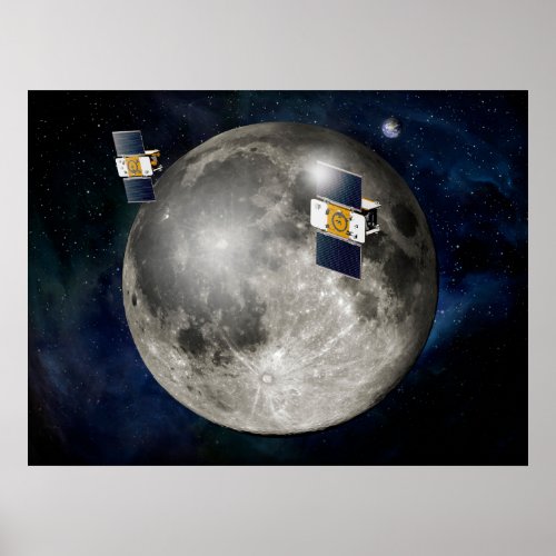 Twin Grail Spacecraft Orbiting The Moon Poster