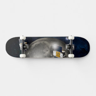 Twin Grail Spacecraft Orbiting The Moon. Skateboard