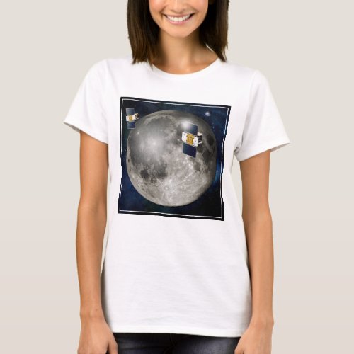 Twin Grail Spacecraft Orbiting The Moon T_Shirt