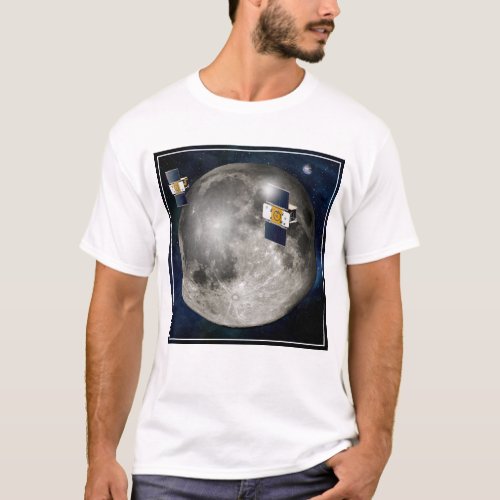 Twin Grail Spacecraft Orbiting The Moon T_Shirt