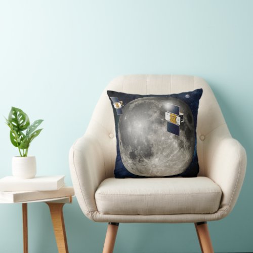 Twin Grail Spacecraft Orbiting The Moon Throw Pillow