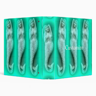 Twin green sleeping mermaids Thunder_Cove 3 Ring Binder
