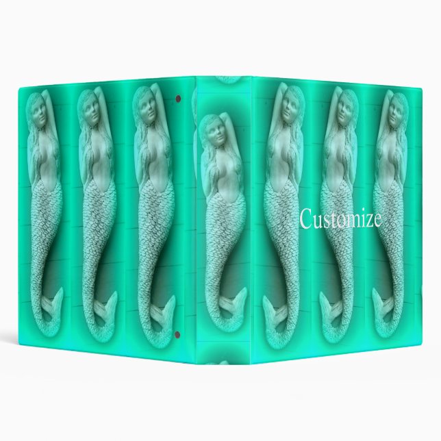 Twin green sleeping mermaids Thunder_Cove 3 Ring Binder (Background)