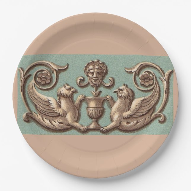 twin gryphons paper plates (Front)