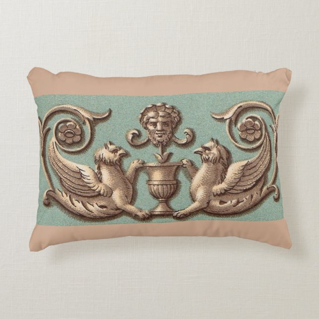 twin gryphons print accent pillow (Front)