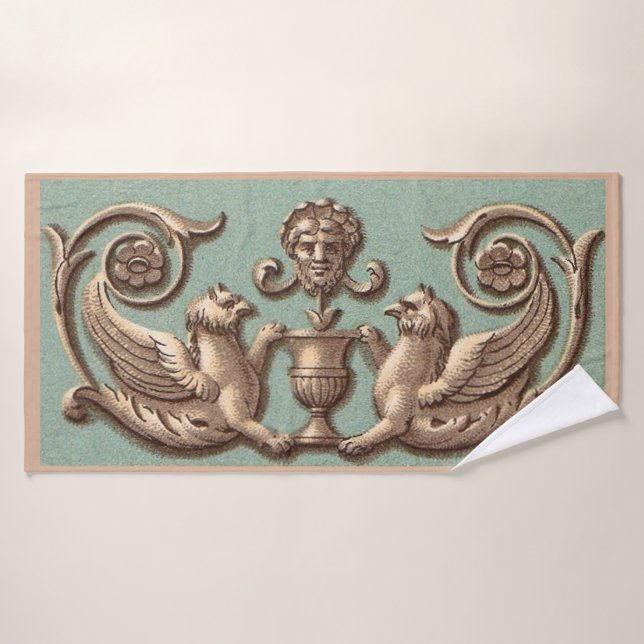 twin gryphons print bath towel (Bath Towel)