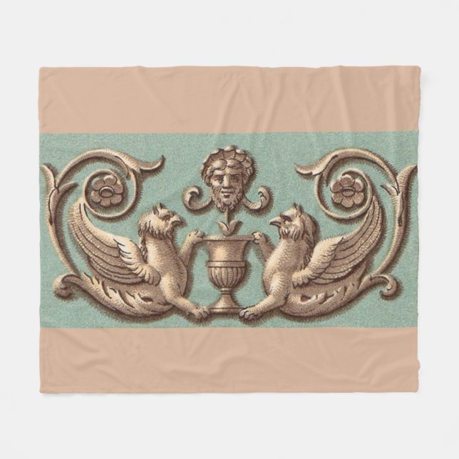 twin gryphons print fleece blanket (Front (Horizontal))