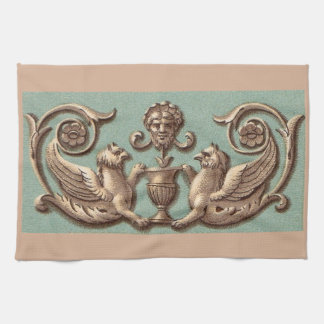 twin gryphons print kitchen towel