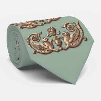 twin gryphons print neck tie