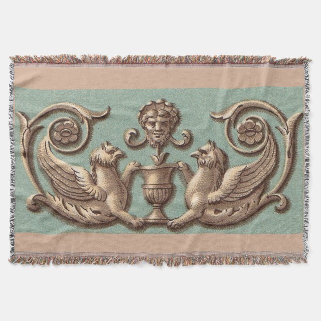 twin gryphons print throw blanket (Front)