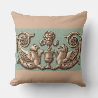 twin gryphons print throw pillow