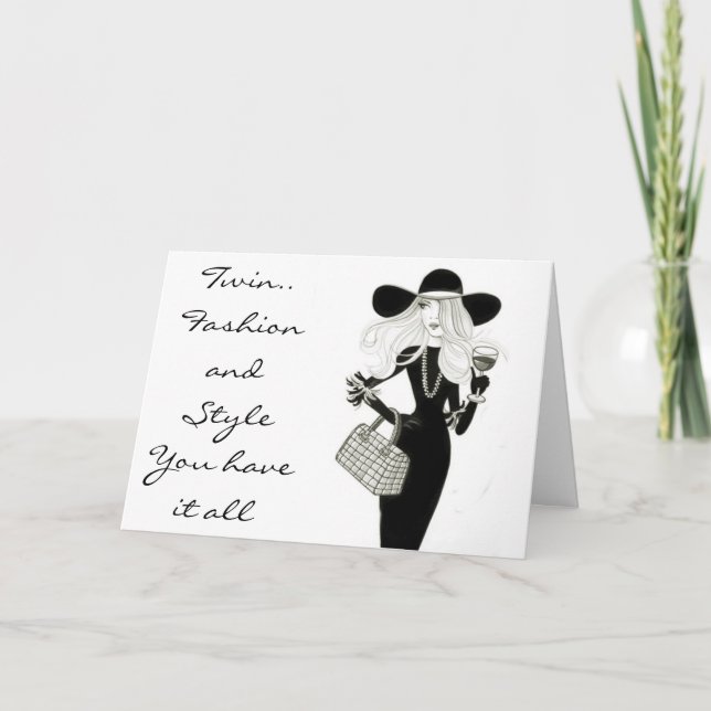 **TWIN**HAPPY BIRTHDAY-FASHIONISTA WITH STYLE CARD (Front)