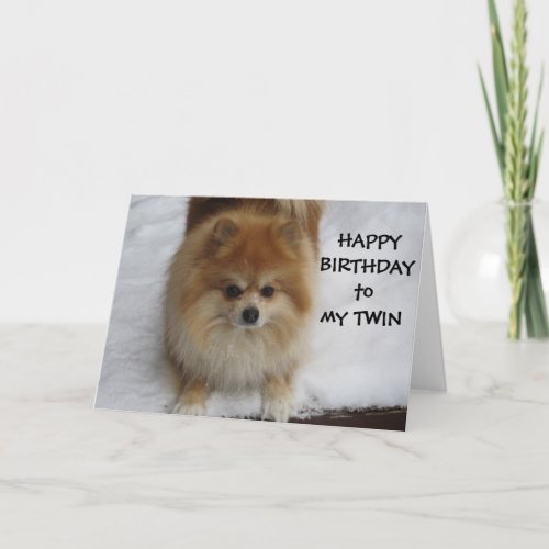 TWIN HAPPY BIRTHDAY SAYS THE POMERANIAN CARD