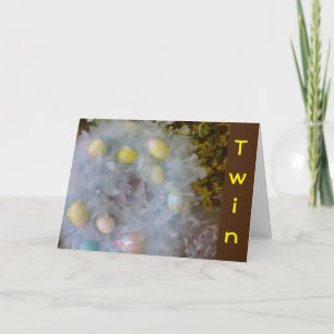 TWIN-HAPPY EASTER HAPPY SPRING WITH PRETTY EGGS HOLIDAY CARD