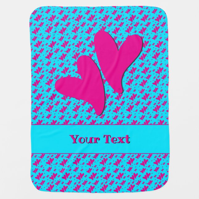 Twin Heart "your text" Customizable Baby Blanket (Front)